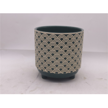 Pot en céramique décoré vert 20x20x20 cm