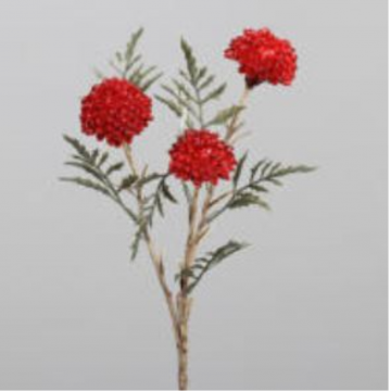 Branche de tagète rouge, 49cm