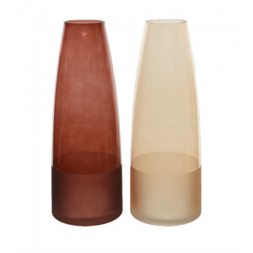 Vase en verre, fond avec effet givré, 2 coloris à choix, D15 x H50