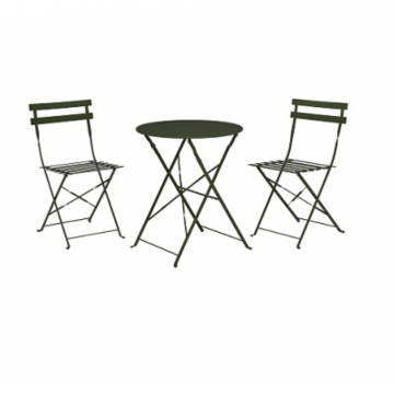 Set bistrot, 2 chaises et 1 table, couleur verte