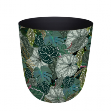 Pot en métal, motif tropical, D12 x H12