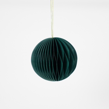 Boule de Noël en papier recyclé, vert foncé, diamètre 8cm