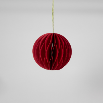 Boule de Noël en papier recyclé, rouge, diamètre 8cm