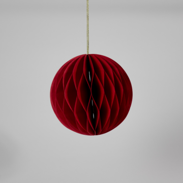 Boule de Noël en papier recyclé, rouge, diamètre 10cm