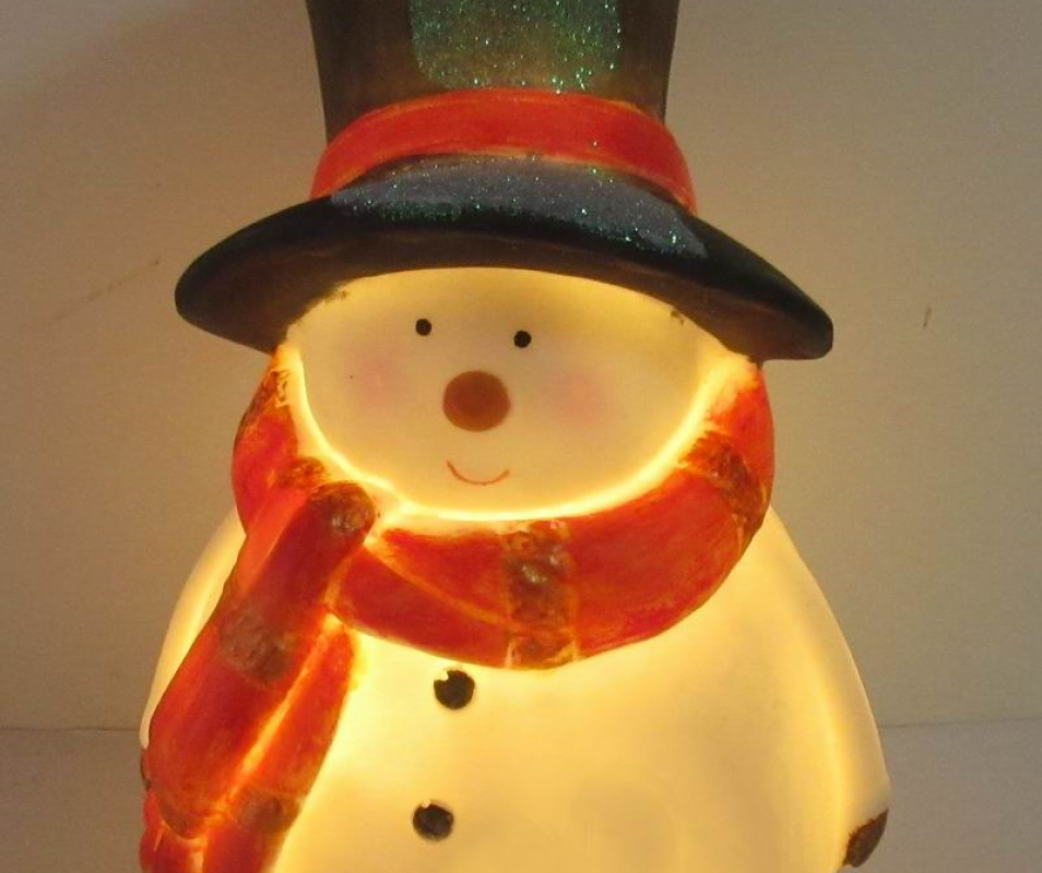 Bonhomme De Neige Lumineux En Résine, LED, à Piles