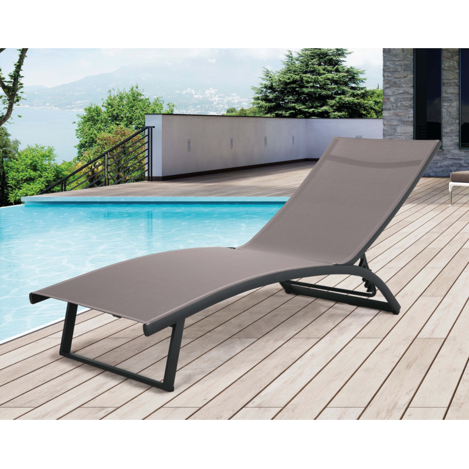 Chaise Longue En Aluminium Taupe