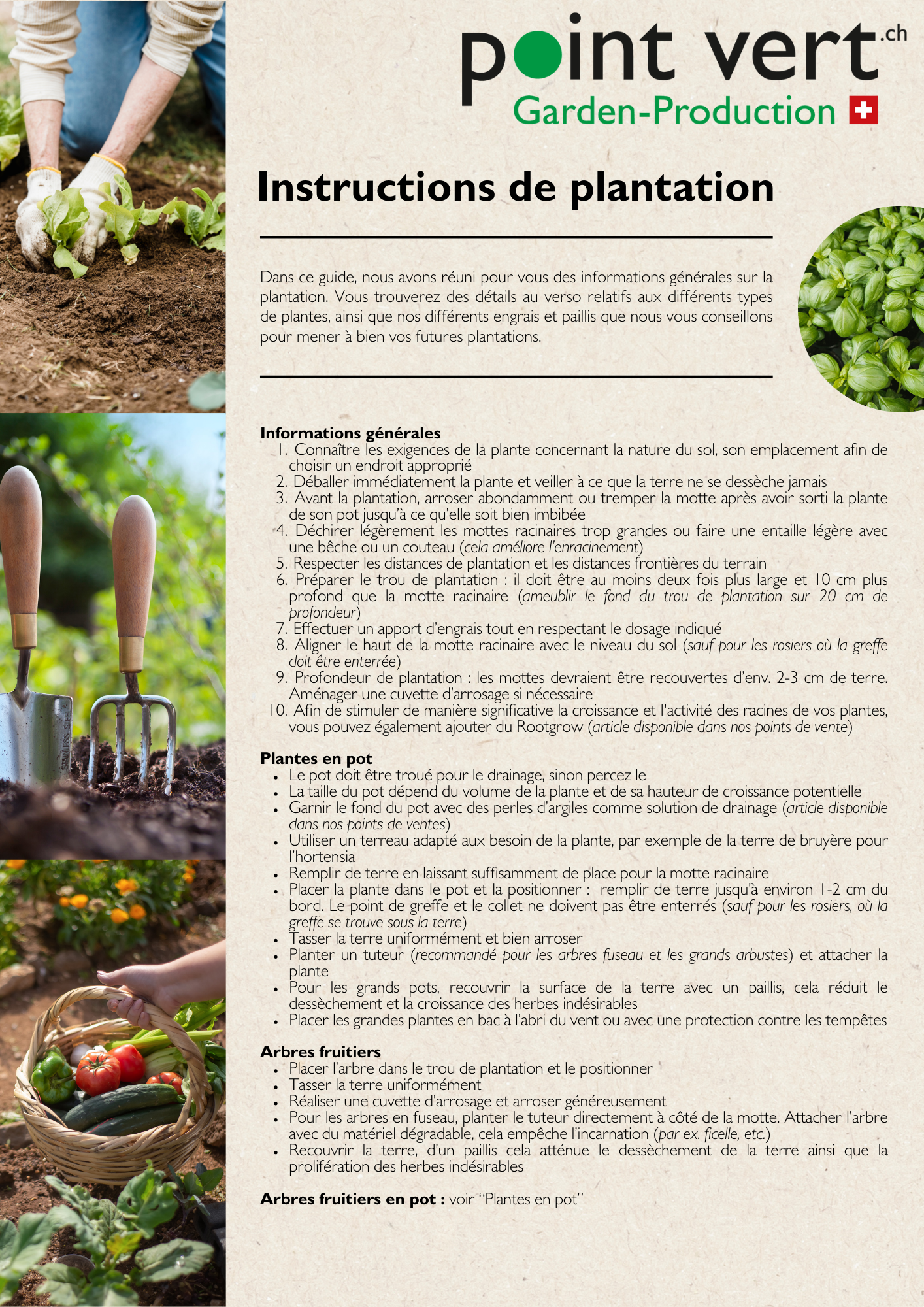 Instructions de plantation page 1