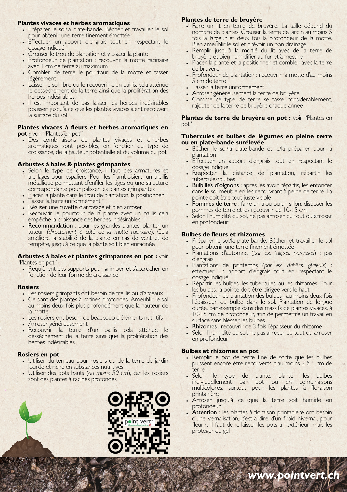 Instructions de plantation page 2